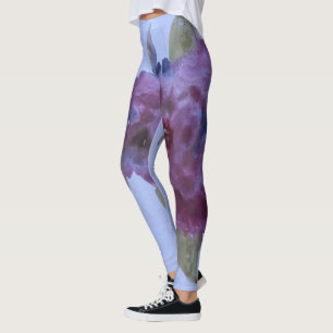 Lila Vattenfärgade blomade baljväxter Leggings