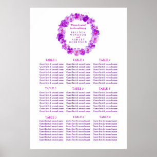 Lila: vattenfärgen art bröllop bord poster