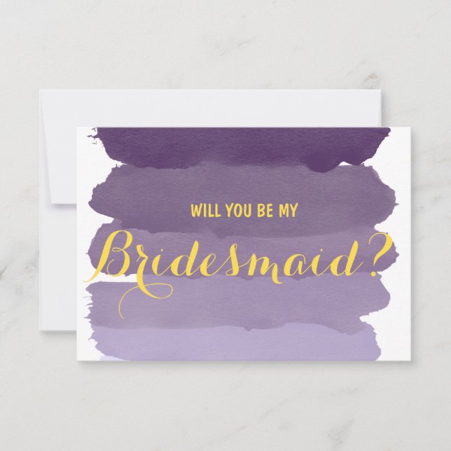 Lila vattenfärgen Kommer du att bli min Bridesmaid Inbjudningar (Framsida)