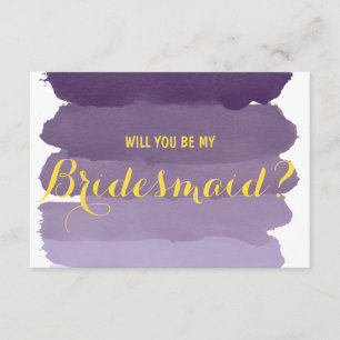 Lila vattenfärgen Kommer du att bli min Bridesmaid Inbjudningar
