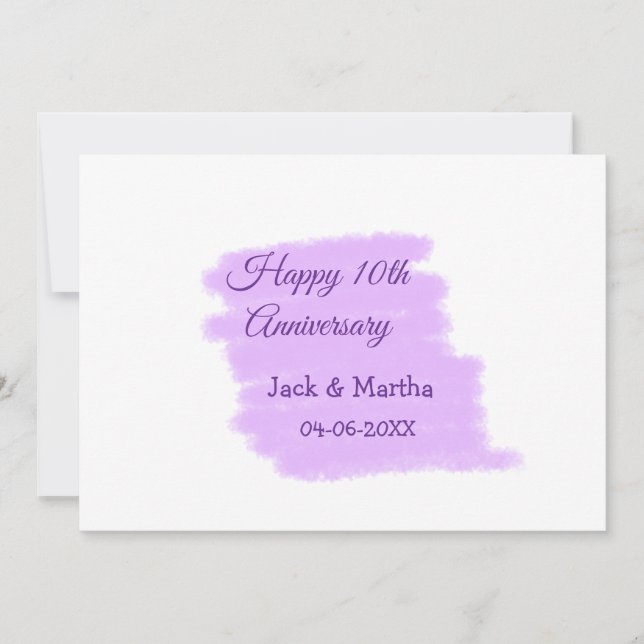 Lila vattenfärgen stänk i dagens tioårsdag inbjudningar (Framsida)