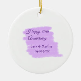 Lila vattenfärgen stänk i dagens tioårsdag julgransprydnad keramik