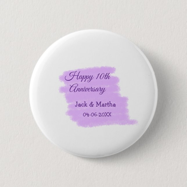 Lila vattenfärgen stänk i dagens tioårsdag knapp (Framsida)