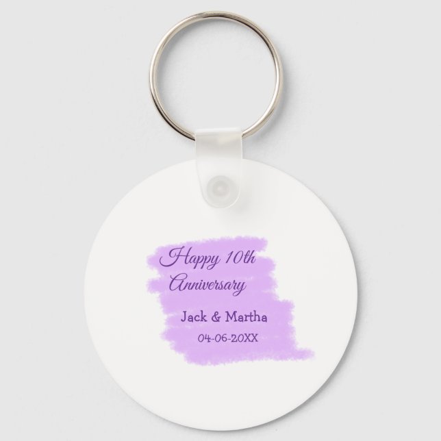Lila vattenfärgen stänk i dagens tioårsdag nyckelring (Framsida)
