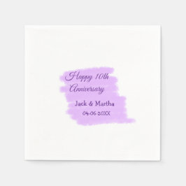 Lila vattenfärgen stänk i dagens tioårsdag pappersservett
