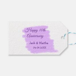 Lila vattenfärgen stänk i dagens tioårsdag presentetikett