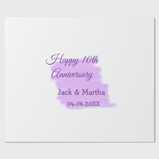 Lila vattenfärgen stänk i dagens tioårsdag presentpapper (Platt)