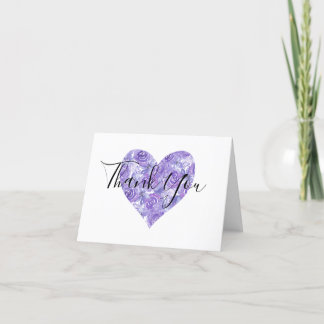 Lila Vattenfärgning Flower Heart Tack Kort