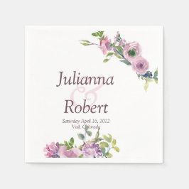 Lila vattenfärgsblöjor för blommigt pappersservett