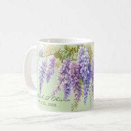 Lila vattenfärgsblommigt wisteria lilac botanic kaffemugg