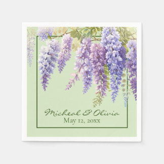 Lila vattenfärgsblommigt wisteria lilac botanic pappersservett