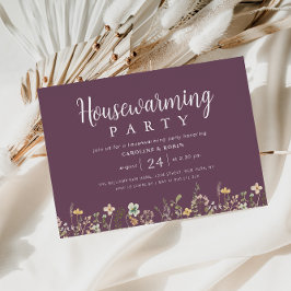 lila vattenfärgsblommor hemmauppvärmning party inbjudningar