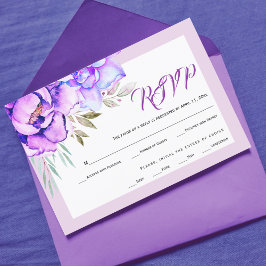 Lila vattenfärgsblommor, lilac bröllop OSA kort