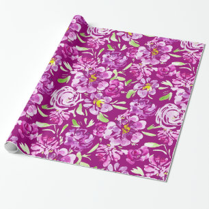 Lila vattenfärgsblommor: utformning av paj presentpapper