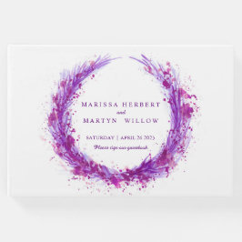 Lila vattenfärgsbok för utandning av stänk bröllop gästböcker