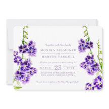 Lila vattenfärgsbröllopsinbjudningar