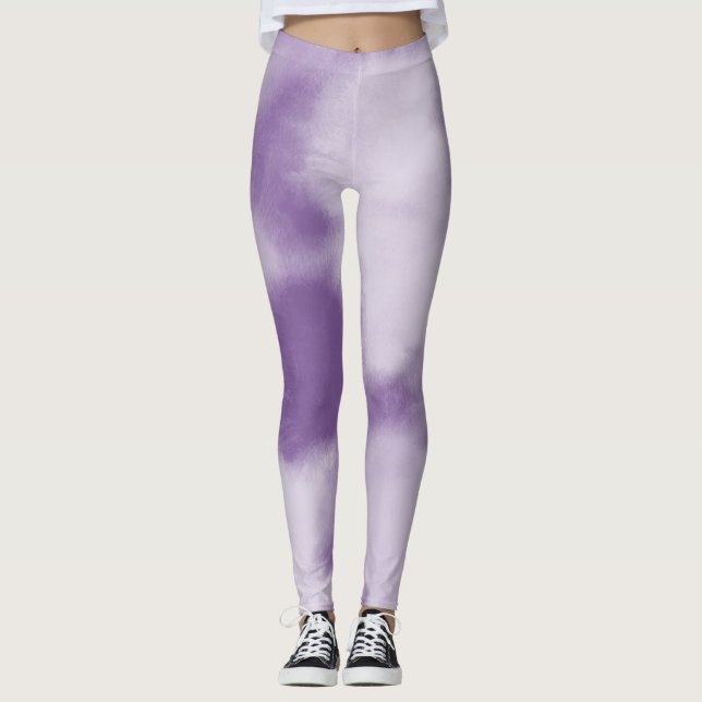 Lila Vattenfärgsfärgsfärgsfärgsfärgsfärgsfärgsfärg Leggings (Framsida)