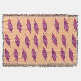 Lila Vattenfärgsfjädrar Filt