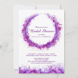 Lila vattenfärgsgrafik splat möhippa inbjudan