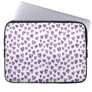 Lila Vattenfärgshjärta Laptop Fodral