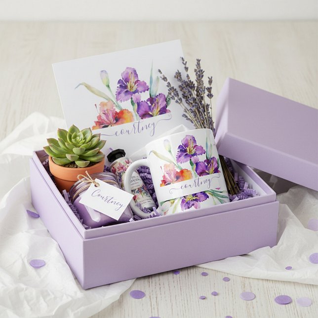 Lila vattenfärgsris-personlig kaffemugg (Skapare uppladdad)