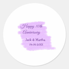 Lila vattenfärgssprut modern 10-årsjubileum runt klistermärke