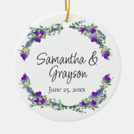 Lila vattenfärgsviolett Lavender Eucalyptus Julgransprydnad Keramik