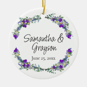 Lila vattenfärgsviolett Lavender Eucalyptus Julgransprydnad Keramik