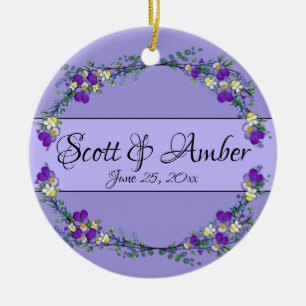 Lila vattenfärgsviolett Lavender Eucalyptus Julgransprydnad Keramik