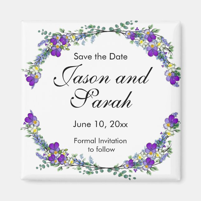 Lila vattenfärgsviolett Lavender Eucalyptus Magnet (Framsidan)