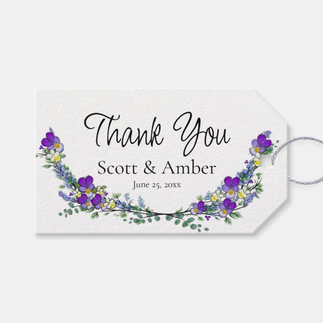 Lila vattenfärgsviolett Lavender Eucalyptus Presentetikett (Framsidan (Horisontell))