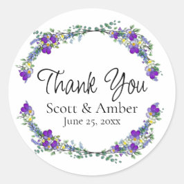 Lila vattenfärgsviolett Lavender Eucalyptus Runt Klistermärke