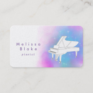 lila vattenfärgsvit piano visitkort
