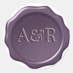 Lila Vax förseglingssymbol monogram, Runt Klistermärke