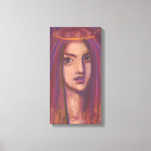 Lila Veil Östra Orient Girl Porträtt Painting Canvastryck