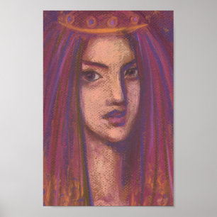 Lila Veil Östra Orient Girl Porträtt Painting Poster