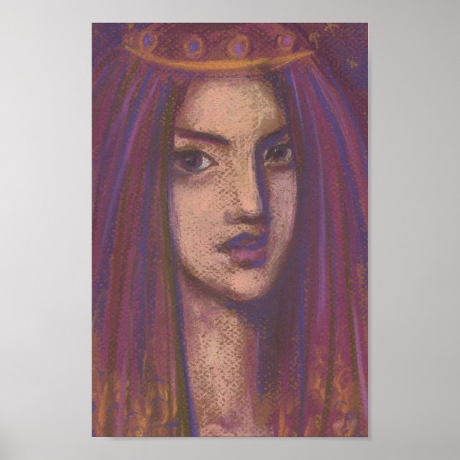 Lila Veil Östra Orient Girl Porträtt Painting Poster (Framsidan)