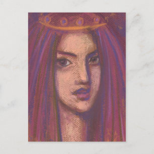 Lila Veil Östra Orient Girl Porträtt Painting Vykort