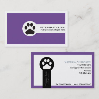 Lila Vet/Veterinary Clinialist minimalist Visitkort