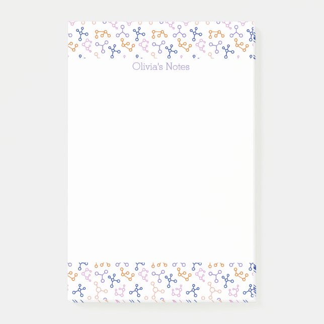 Lila vetenskapsmolekyler biologi ikoner post-it block (Framsida)