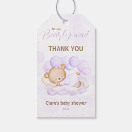 Lila vi kan bota vänta på babybabyskor presentetikett