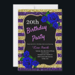 Lila vid födelsedag Guld Rand Glitter Deep Blue Ro Inbjudningar<br><div class="desc">Elegant lila och guld rand glitter och djupblått ro födelsedagsfest inbjudan för kvinnor i alla åldrar. Åldern kan ändras för vilken ålder som helst. Text kan ändras till vad som helst för att passa din händelse. Typsnitt, typsnitt färg och text är helt anpassade! Papper form och typ kan anpassas efter...</div>