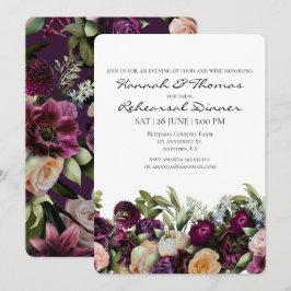 Lila Viktorial Elegant Blommigt Rehearsal Dinner Inbjudningar