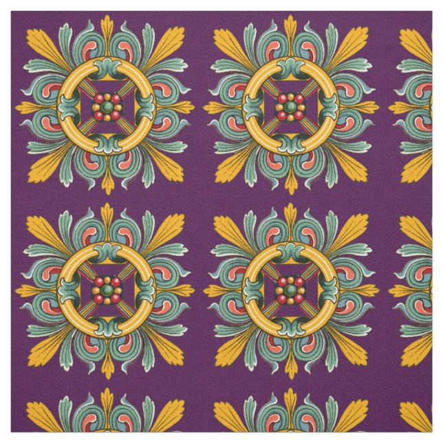 Lila Viktorian Tile Design Tyg (Provkarta)