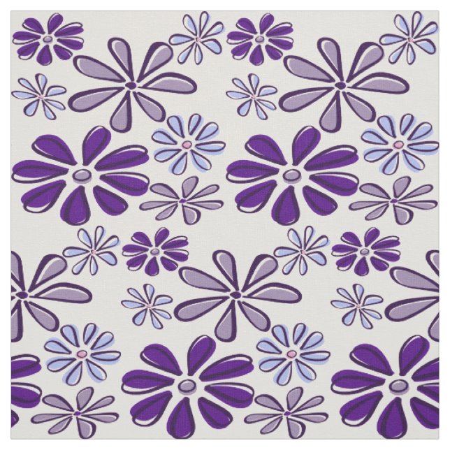 Lila Vild Blomma Doodle Mönster Tyg (Provkarta)