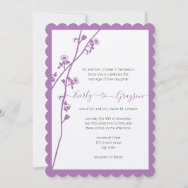 Lila Vild Bröllopsinbjudan till blomman i Gren Inbjudningar