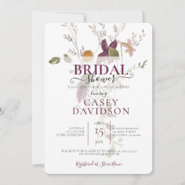 Lila Vild Flower Inbjudningskort för möhippan