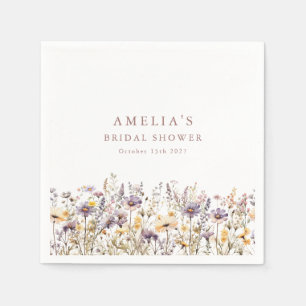 Lila vilda blommor Bröllopsdusch Anpassad Pappersservett