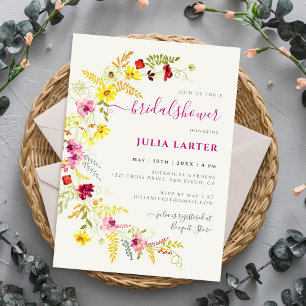 Lila vilda orkidéblommor krans bröllopsdusch inbjudningar