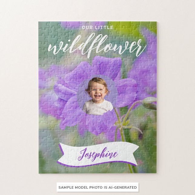 Lila Vildblomma Anpassad Barnbild Och Namn Pussel (Skapare uppladdad)
